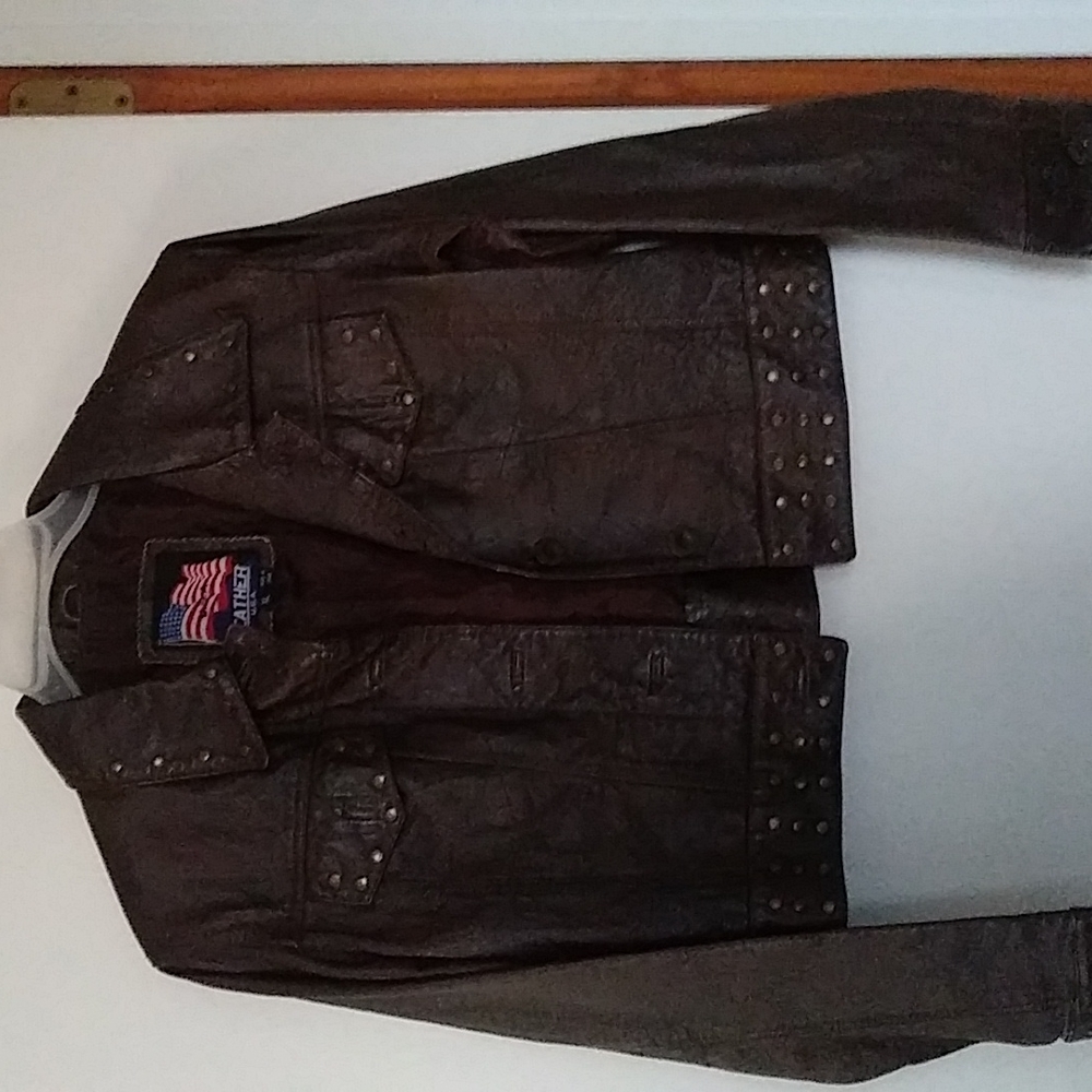 Women's brown leather jacket